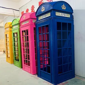 New style telecommunications booth metal red pink telephone box London classic phone booth for sale