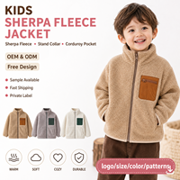 Chaqueta de Forro Polar Sherpa al por Mayor para Niños, Abrigo Grueso con Cuello Alto para Niños Pequeños, Conjunto de Ropa