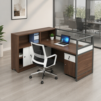 Poste de travail modulaire en L en bois pour centre d'appels, bureau ergonomique exécutif avec cloison de séparation