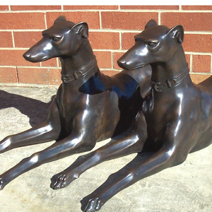 Statues de lévriers en bronze gris, artisanales, pour la cour - Product Image 3