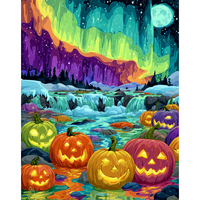 CHENISTORY Kits de Peinture par Numéros DIY pour Adultes Scène Nocturne Citrouille d'Halloween Coloriage par Numéros Cadeau DIY Décorations Maison