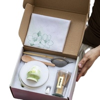 YUBIN Ensemble de 8 bols en céramique Japandi écologiques pour café, thé et matcha, pour hôtels, avec outils de service et brosse à thé, personnalisable