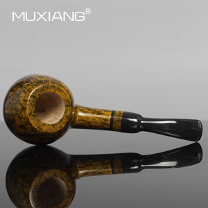 Muxiang Handcrafted Briarwood Pipe Bent Type Large Apple Shape Tobacco Pipe For Men - Product Image 3