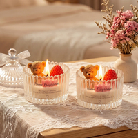 Bougie aromatique classique en cire de soja en forme d'ours en peluche, faite à la main, dans un bocal en verre, pour la décoration de mariage, de la maison, la Saint-Valentin, la fête des mères, cadeau