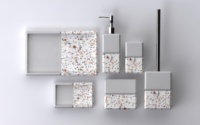 Nouvel ensemble d'accessoires de salle de bain en béton écologique à effet terrazzo, quatre pièces, kit de décoration de salle de bain nouvellement conçu pour
