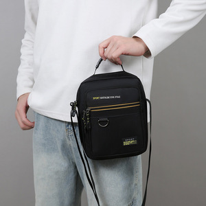 Men's Nylon Shoulder Bag Water Repellent Crossbody Vertical Style For Business Travel Casual Use Solid Color - Product Image 2