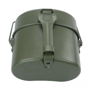 DFM1104  Recipiente de aluminio para comida de campo, para trabajo al aire libre, con 2 compartimentos, tapa, olla para calentar platos, 3 piezas en uno. - Product Image 5