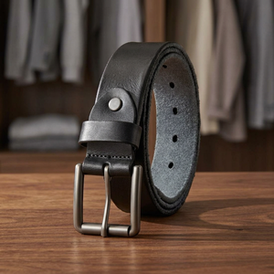 Ceinture en cuir de vachette vintage haut de gamme pour homme avec boucle en acier, 100 % authentique, design personnalisé imprimé, robuste et imperméable - Product Image 1