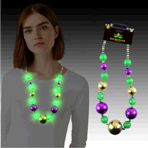 卸売ゴールドグリーンパープルビーズネックレスカラフルなLEDライトアップ大型チェーンビーズネックレスカーニバル活動用 - Product Image 2