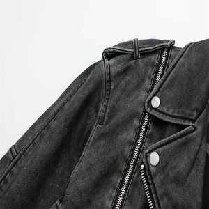 Vêtements pour femmes ZATRHMBM, nouvelle mode 2023, effet vintage, veste en simili cuir de moto, veste rétro à manches longues <span class=keywords><strong>Zi</strong></span> - Product Image 5