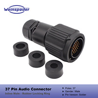 WOINSPODER Connecteur audio 37 broches mâle en ligne, connecteur circulaire multipin 12 voies avec anneau de verrouillage en caoutchouc