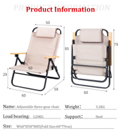 Chaise de camping pliable compacte à dossier haut réglable en aluminium moderne et portable avec logo personnalisé
