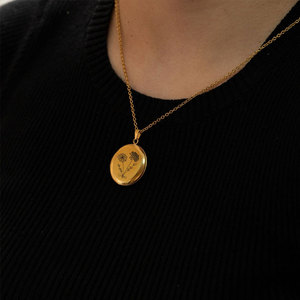 Collier pendentif médaillon personnalisé en acier inoxydable 316L plaqué or 14k 18k pour femmes et hommes, vente en gros - Product Image 3