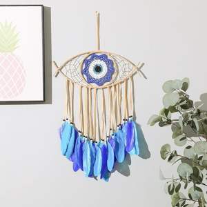 Vente chaude Moderne Décor À La Main <span class=keywords><strong>Demon</strong></span> Eye Dream Catcher Tenture Art Déco En Métal Art Décoration Murale avec Corde Format - Product Image 1
