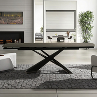 Mobilier de salle à manger personnalisé, moderne et léger de luxe avec pieds en métal Table de table en céramique avec dessus en verre trempé pliable 8 places