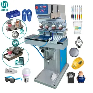 Impresora de almohadilla de tampón de alta velocidad de <span class=keywords><strong>4</strong></span> colores, máquina de impresión de almohadilla automática semiautomática para botella de plástico de vidrio de Perfume redondo, tapa de taza - Product Image 1