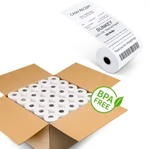 Rolo de papel térmico para máquina de cartão de crédito terminal quadrado, certificado de grau 2 1/4 '' 2.25x50 pés 3 1/8" x 230'