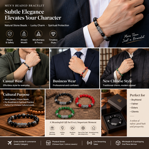 Bracelet tendance pour homme en pierre œil de tigre, perles Bouddha, six caractères de la vraie parole, obsidienne vintage, trésor de la petite fée, ornements en argent - Product Image 5
