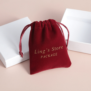 9*12cm Gold Silk Printed Wholesale Velvet Drawstring Bag Cosmetic Package Velvet Suede Jewelry Pouch Dust Gift <b>Makeup</b> Bag - Product Image 3