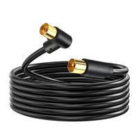 TV-antenne RG6 coaxkabel Rechthoekige 3,3FT 90-graden schuine mannelijke-mannelijke connectoren 1080P HDTV Satellietontvangers Gevlochten PVC