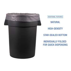 Pochettes pour poubelles industrielles haute densité Boardwalk 33 gallons, 16 microns, 33 x 40, emballage plat naturel, 200/carton pour la logistique et l'entrepôt - Product Image 6