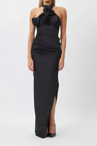 Elegante <span class=keywords><strong>Vestido</strong></span> Largo de Fiesta sin Mangas para Mujer, Cuello Alto, Diseño Floral, Abertura Lateral, Tejido de Punto, con Sujetador Incorporado, para Graduación - Product Image 5