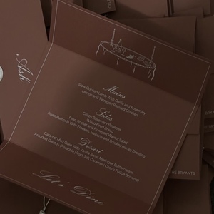 Invitación de Menú de Boda Personalizada, Tarjeta de Felicitación, Impresión Tipográfica Vintage Personalizada, Impresión en Papel Offset con Estampado en Caliente - Product Image 1