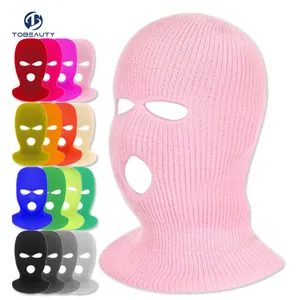 Unisex Design Men Outdoor Warm Custom Black Balaclava 3 Hole Face Cover Cheap Balaclava Hat Knitted Ski Mask