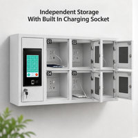 Casier de recharge pour téléphone intelligent à 6 portes, écran tactile, accès par empreinte digitale, prises intégrées pour le personnel de bureau, stockage sécurisé des téléphones, recharge
