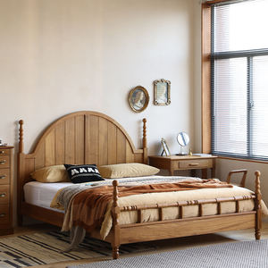 <span class=keywords><strong>Cama</strong></span> grande de madera maciza Retro francesa, <span class=keywords><strong>cama</strong></span> individual de 1,5 m para dormitorio principal/segundo dormitorio, <span class=keywords><strong>cama</strong></span> doble de mediados de siglo de 1,8 m para uso doméstico - Product Image 2