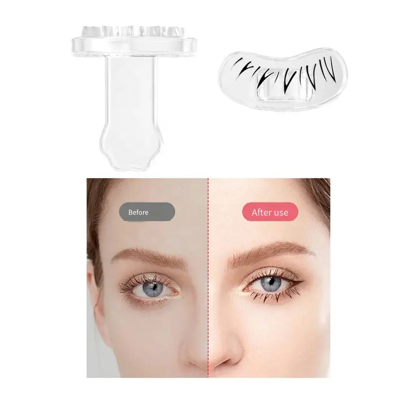 Stempel bulu mata silikon bawah, dapat dipakai ulang, alat menggambar kosmetik ajaib DIY, cap Eyeshadow bulu mata rendah