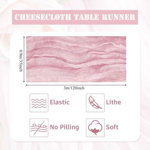 Pink Cheesecloth <strong>Table</strong> <strong>Runner</strong> Sage Green Boho Dining Wedding Party Event Decoration Cheese Cloth Fabric <strong>Table</strong> <strong>Runner</strong> - Product Image 5