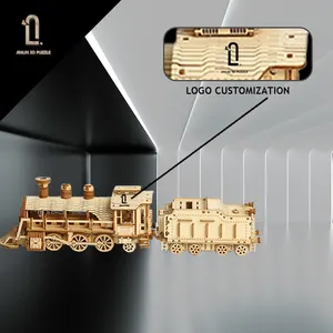 Locomotive Wood Trick Wooden Toy Train Set Locomotive Train Toy Mechanical Model Kit 3D Wooden Puzzles For Adults And Kids