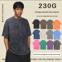T-shirt Homme Personnalisé 100% Coton Tricoté Lourd 230 GSM Délavé à l'Acide Respirant Anti-Plis Anti-Humidité Coupe Ample