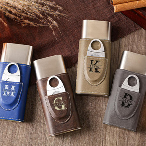 Étui de voyage personnalisé pour cigares avec porte-cigares en cuir OGO imprimé au laser, accessoire de fumeur de style américain, boîte à cigares en cuir - Product Image 3