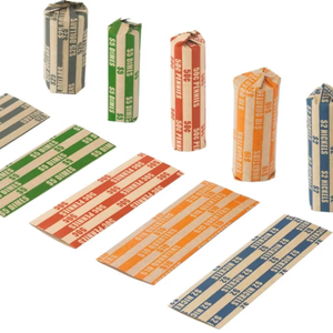 Enveloppes plates assorties pour pièces de monnaie, 5 couleurs, papier kraft codé par couleur ABA, rouleaux pour toutes les coupures de pièces de monnaie américaines - Product Image 1