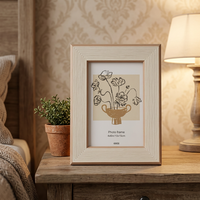Cadre photo moderne en MDF à surface côtelée avec impression UV, blocs de couleur beige et crème, pour souvenir et cadeau