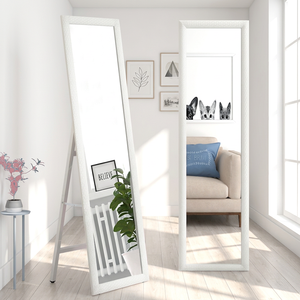 Full-Length Standing Handmade Glass Velvet-Upholstered <b>LED</b> Warm Glow Modern Aesthetic Decor <b>Wall</b> <b>Mirror</b> - Product Image 1
