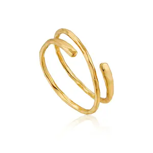 European American INS Style Exaggerated Ring - Accessory with Gold-plated Copper Material, Multi-layer Design, and Open End - Fa