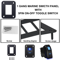 Interrupteur à bascule 1 gang 2 voies avec support de panneau en aluminium, interrupteur à bascule LED marche/arrêt 12V 5 broches pour voiture, camping-car, camion, bus, bateau