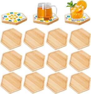 Lot de 12 sous-verres de 10 cm, sous-verres en bois, sous-verres en bambou, plateaux de base vides pour l'artisanat, petits plateaux en bois pour tasses à boire - Product Image 1