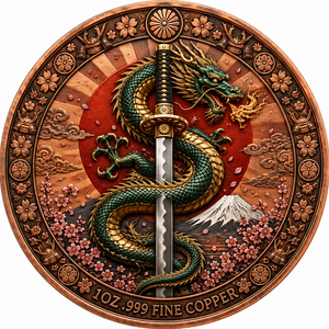Moneda Personalizada de Cobre Fino .999 de 1oz, Shogun de Japón, Samurái, Conde de Guerra, Torii, Sakura, Medallón Coleccionable de Arte - Product Image 2