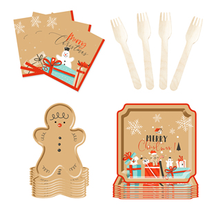 DAMAI New Christmas Tableware Set Merry Christmas Themed Party Set Plates Cups Napkins for Picnic Dinner Party Decoration - Product Image 3