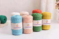Charmkey 3mm ferme tressé coton corde cordon macramé fil rigide tressé utilitaire corde pour Crochet sac tapis artisanat fil à tricoter
