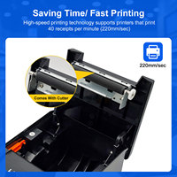 Pemotong Otomatis Antarmuka USB LAN BT Resolusi 203dpi Printer Thermal POS 80mm untuk Restoran Pusat Perbelanjaan