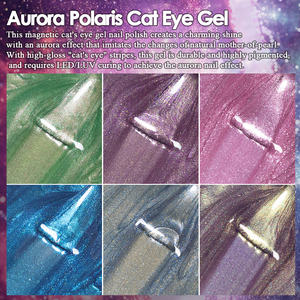 BOZLIN Marque privée 12 couleurs Gel <span class=keywords><strong>UV</strong></span> magnétique sans Hema Gel pour les yeux de chat Vernis à <span class=keywords><strong>ongles</strong></span> OEM Vente en gros Fil Aurora Gel pour les yeux de chat - Product Image 2
