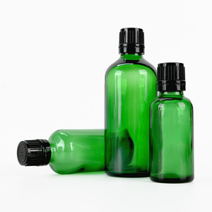 Flacon d'huile essentielle avec logo personnalisé, flacon compte-gouttes en verre vert pour huile d'aromathérapie, contenant cosmétique vide avec compte-gouttes en caoutchouc - Product Image 6