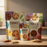 Sachet refermable personnalisé en aluminium pour aliments, sac de conservation auto-scellant de qualité alimentaire avec fermeture éclair, idéal pour biscuits et snacks