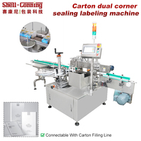 Machine d'étiquetage professionnelle 230 bpm pour cartons, avec scellage double coin et stabilisation par presse supérieure, pour l'emballage de boîtes de produits chimiques quotidiens
