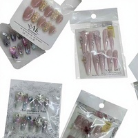 Juego de 10 Uñas Acrílicas Stiletto de Lujo Hechas a Mano con Puntas Largas para Salón de Uñas